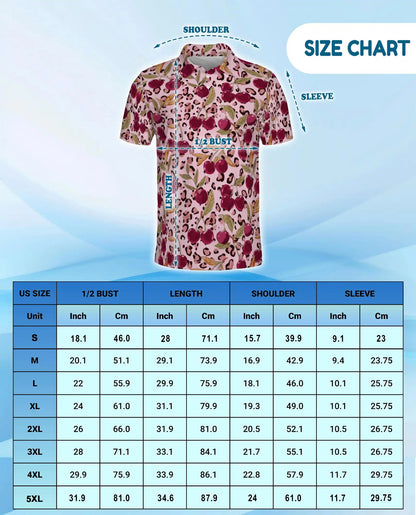 Cherry Leopard Polo Shirt for Men, Trendy Fruit Style | Azhawaiian