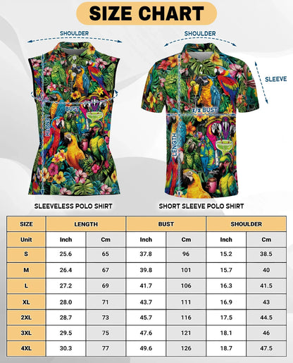 Funny Parrot Tropical Sleeveless Polo Shirt for Women | Azhawaiian