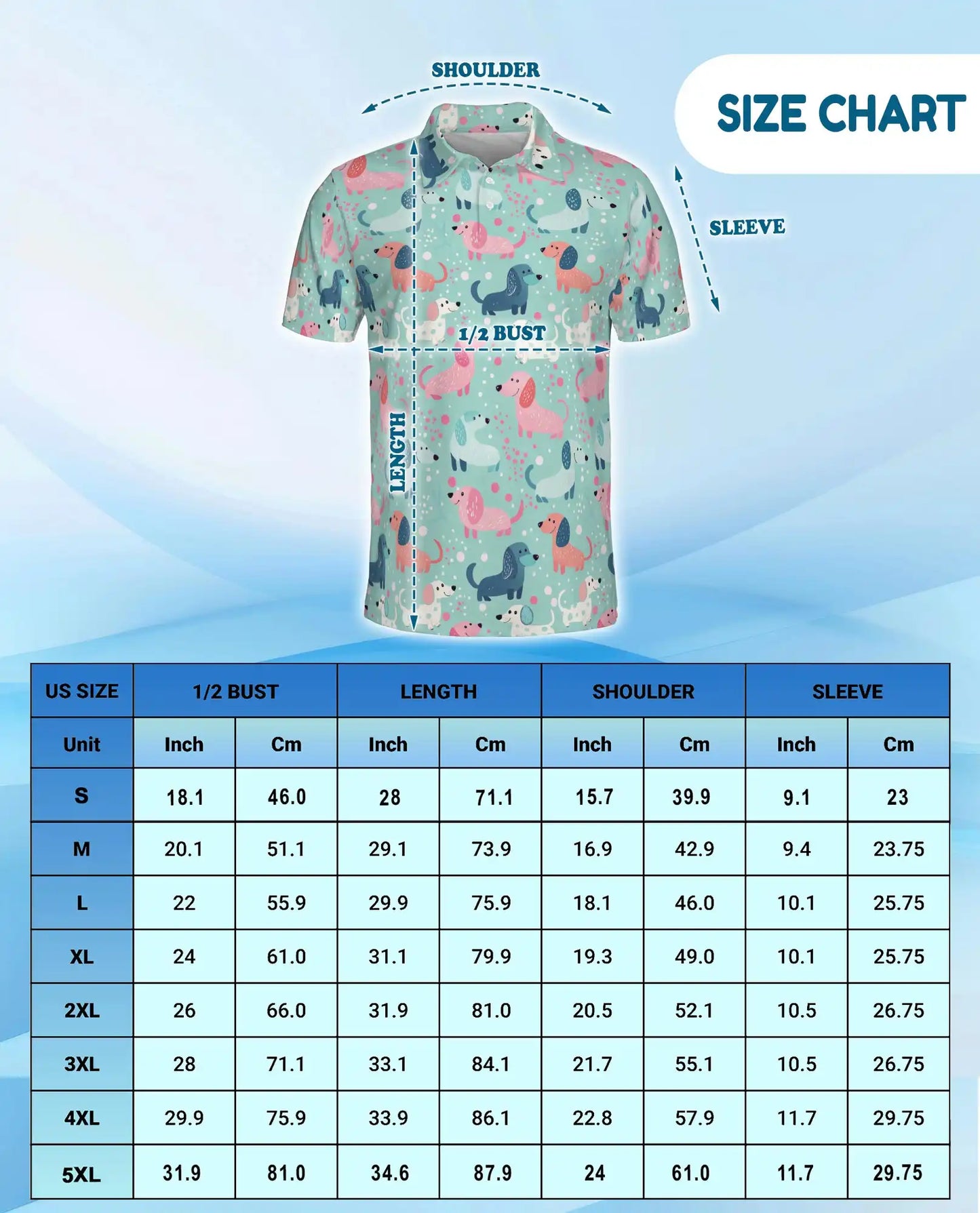 Cute Dachshund Polo Shirt - Pastel Wiener Dog Pattern | Azhawaiian
