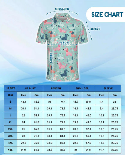 Cute Dachshund Polo Shirt - Pastel Wiener Dog Pattern | Azhawaiian