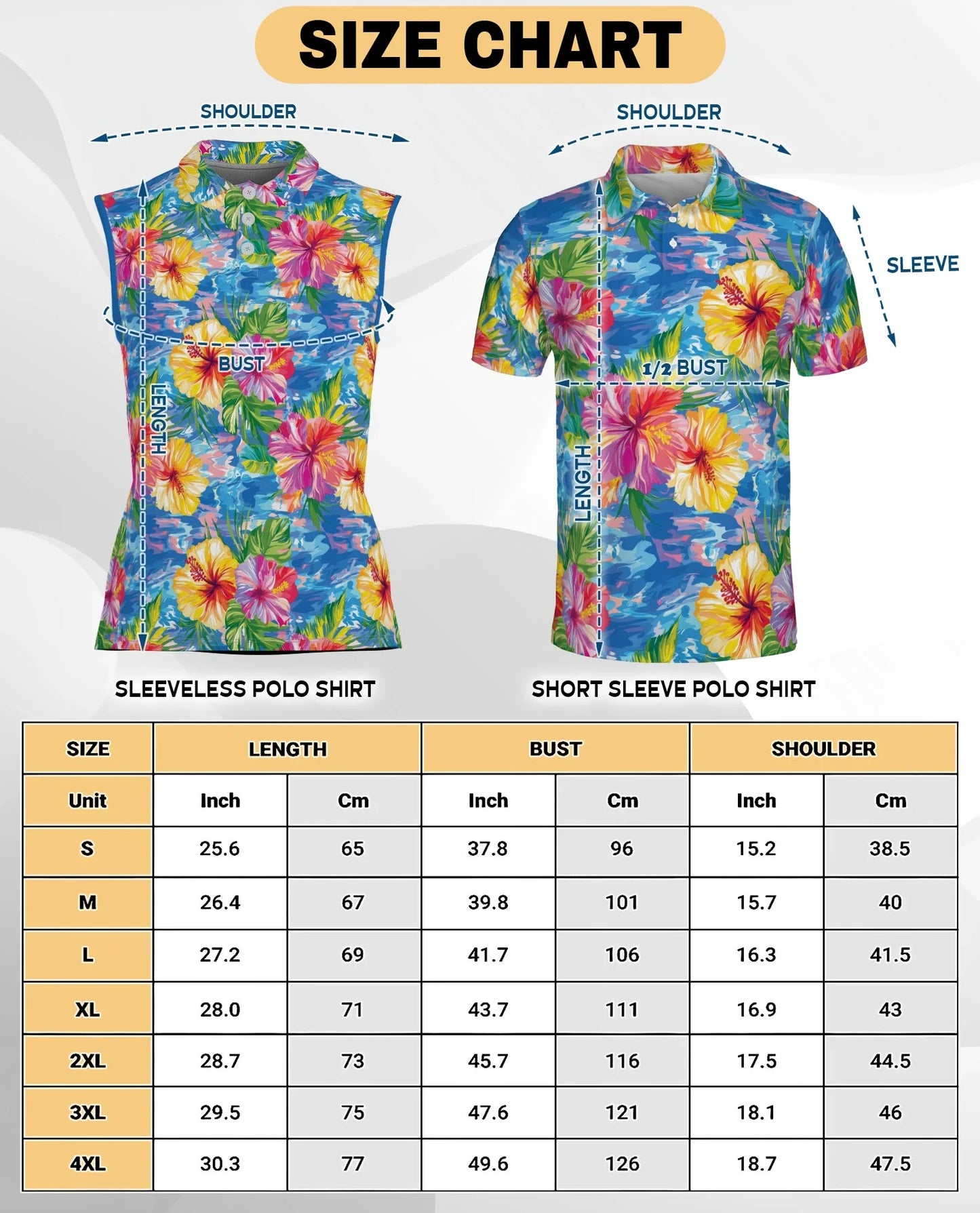 Hibiscus Seas Blue Sleeveless Polo Shirt for Women | Azhawaiian