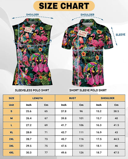 Aloha Flamingo 3D Tropical Sleeveless Polo Shirt for Women | Azhawaiian