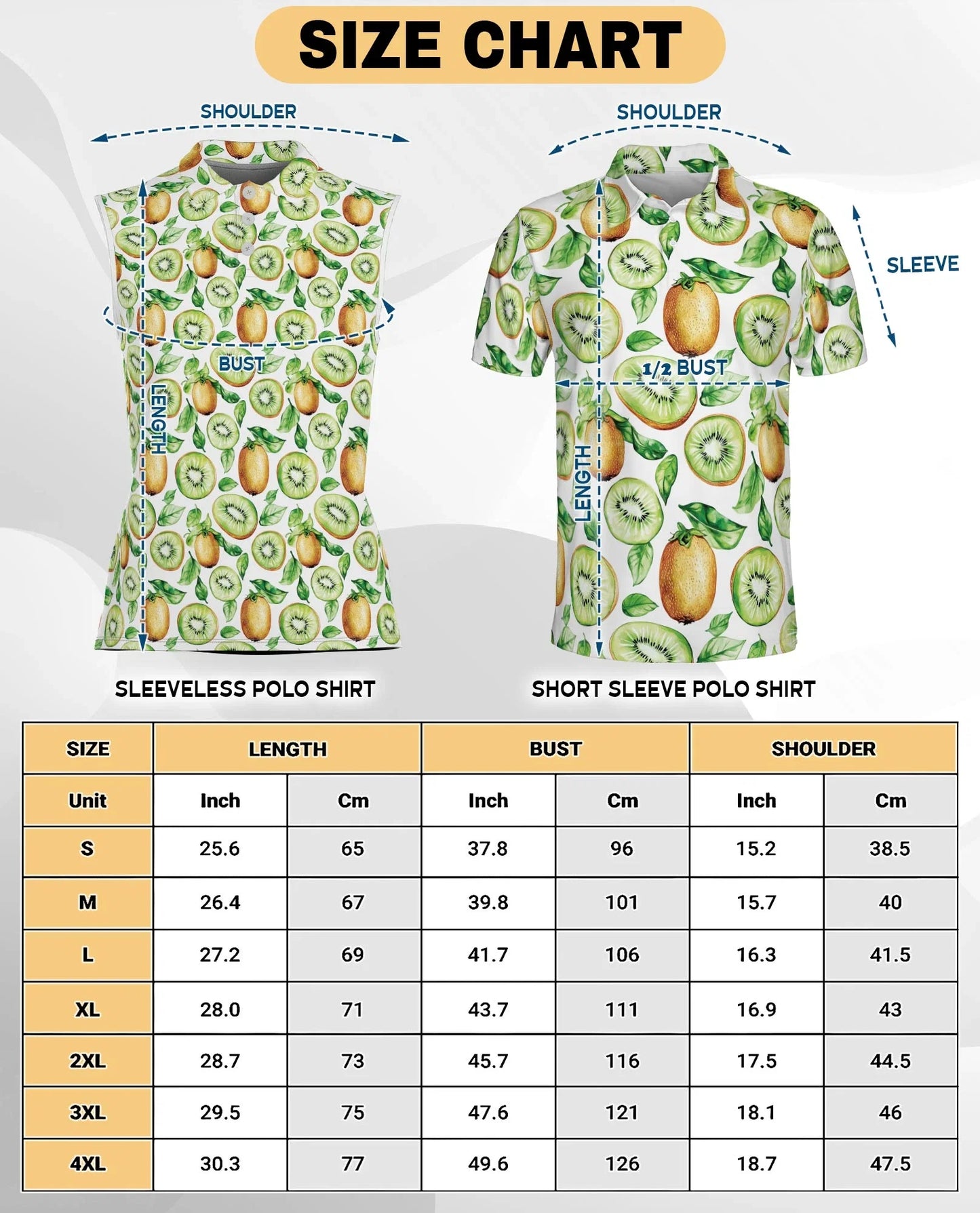 Kiwi Pattern Sleeveless Polo Shirt for Women | Azhawaiian