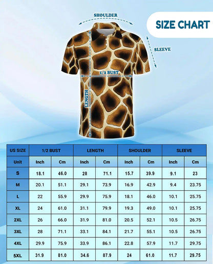 Giraffe Print Polo Shirt-Safari Animal Pattern Design | Azhawaiian
