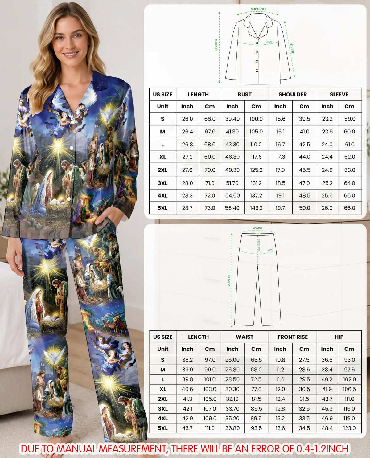 Christmas Nativity Pajama Set for Women – Holy Family Print