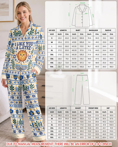 I Like You A Latke Hanukkah Pajama Set for Women – Cute Latke & Fair Isle Print