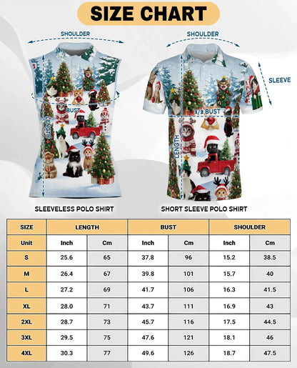 Cat Christmas Santa Sleeveless Polo Shirt for Women | Azhawaiian