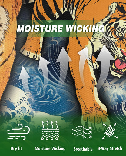 Tiger Wave 3D Polo Shirt for Men, Japanese Ocean Animal Style | Azhawaiian