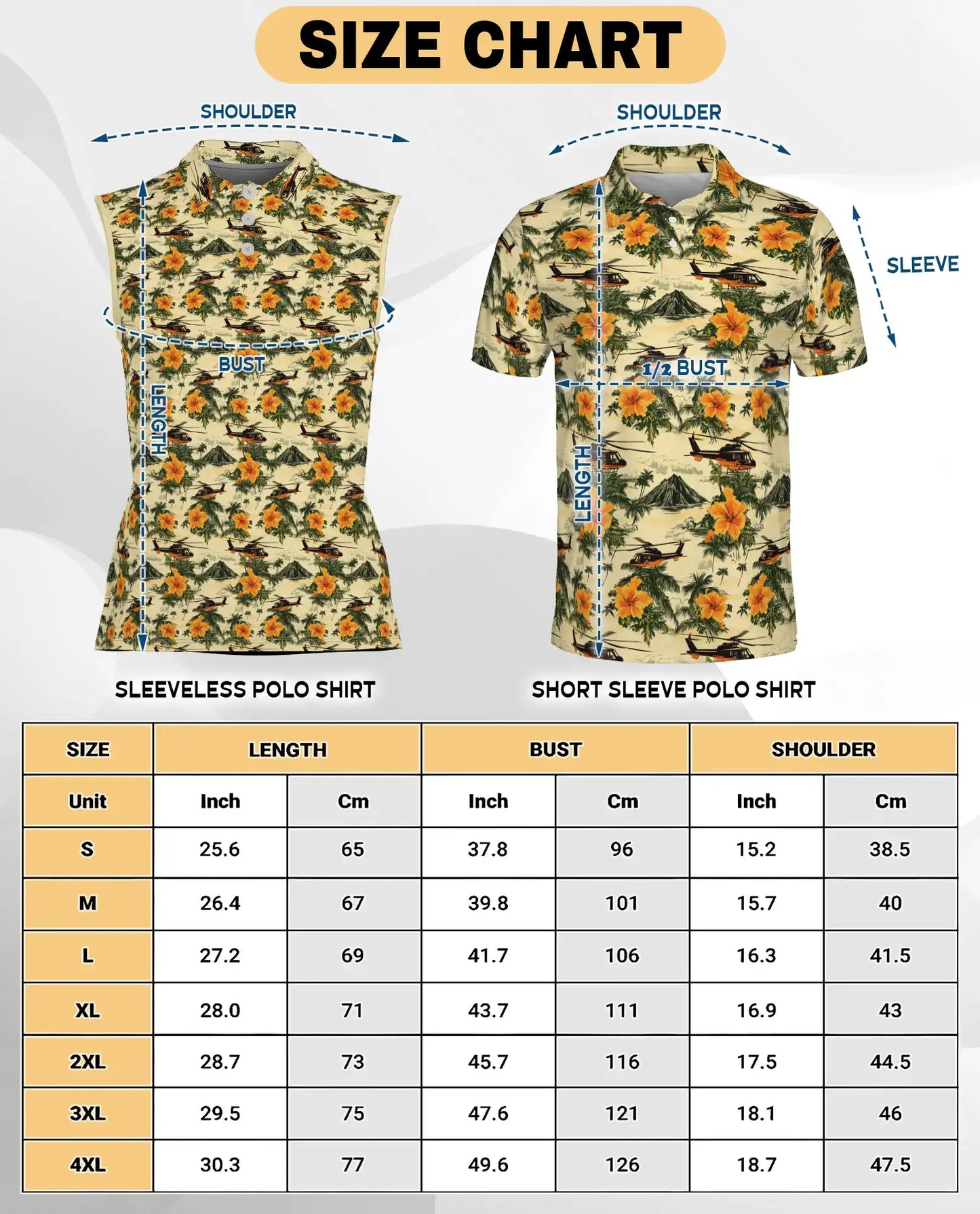Helicopter And Hibiscus Sleeveless Polo Shirt for Women, Aviation Tropical Style | Azhawaiian