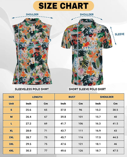 Flower Ephemera Sleeveless Polo Shirt for Women | Azhawaiian