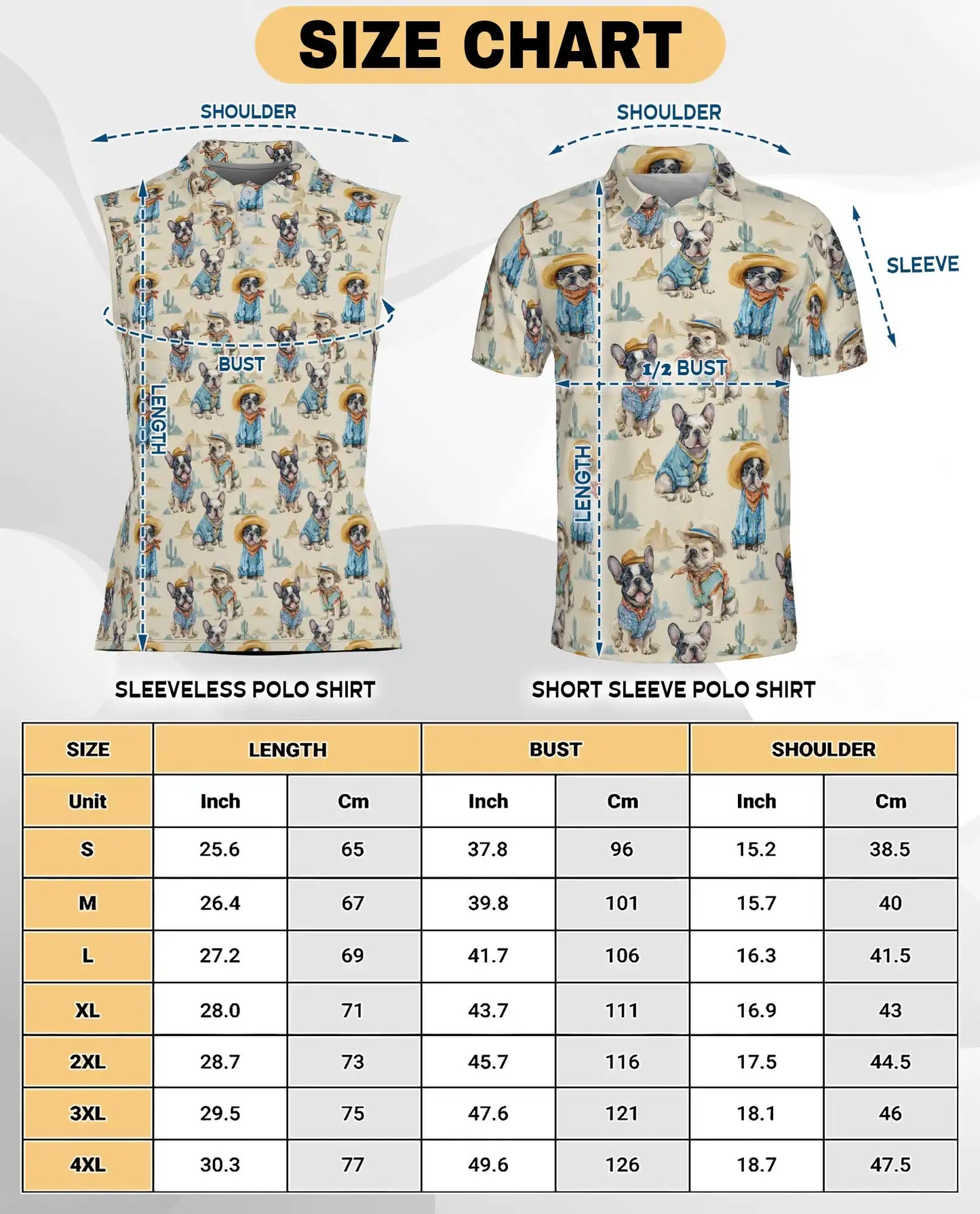 Cowboy French Bulldogs Sleeveless Polo Shirt for Women | Azhawaiian