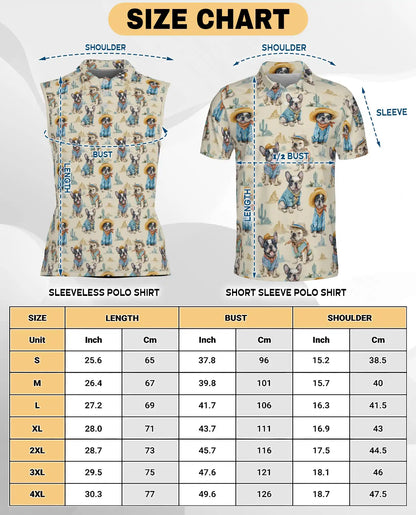 Cowboy French Bulldogs Sleeveless Polo Shirt for Women | Azhawaiian