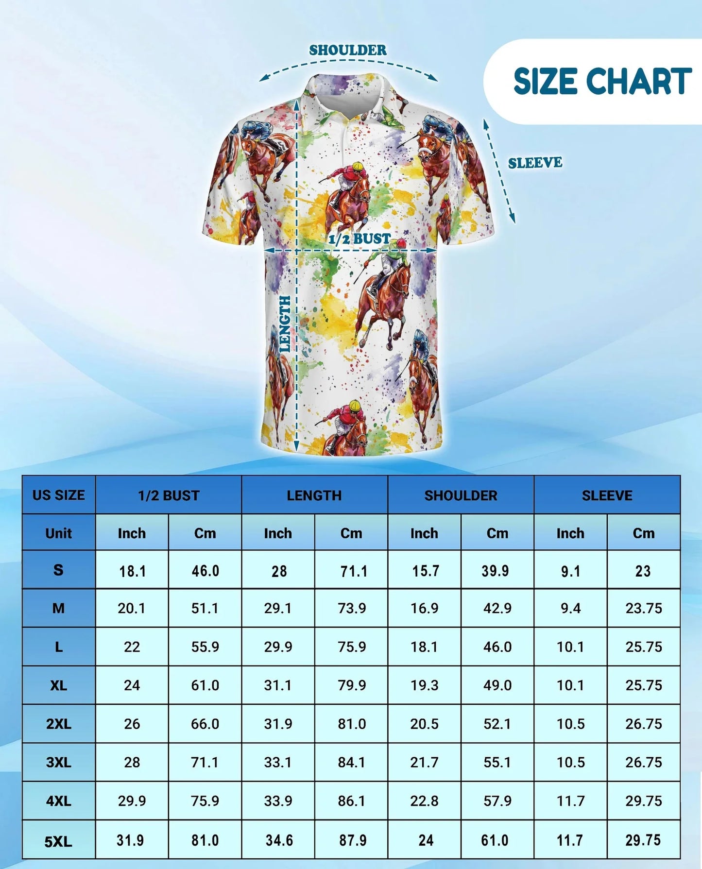 Horse Racing Pattern Polo Shirt for Men, Equestrian Sport Style | Azhawaiian