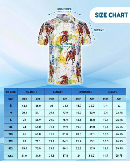 Horse Racing Pattern Polo Shirt for Men, Equestrian Sport Style | Azhawaiian