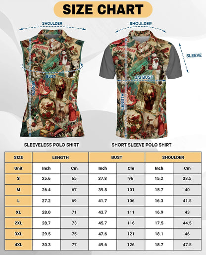 Vintage Christmas Collage Sleeveless Polo Shirt for Women | Azhawaiian