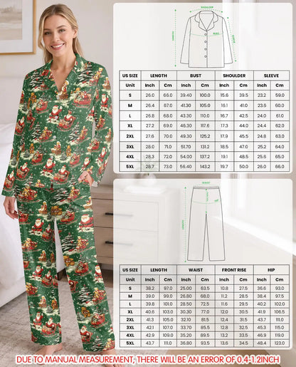 Vintage Santa and Teddy Bear Pajama Set for Women – Christmas Print