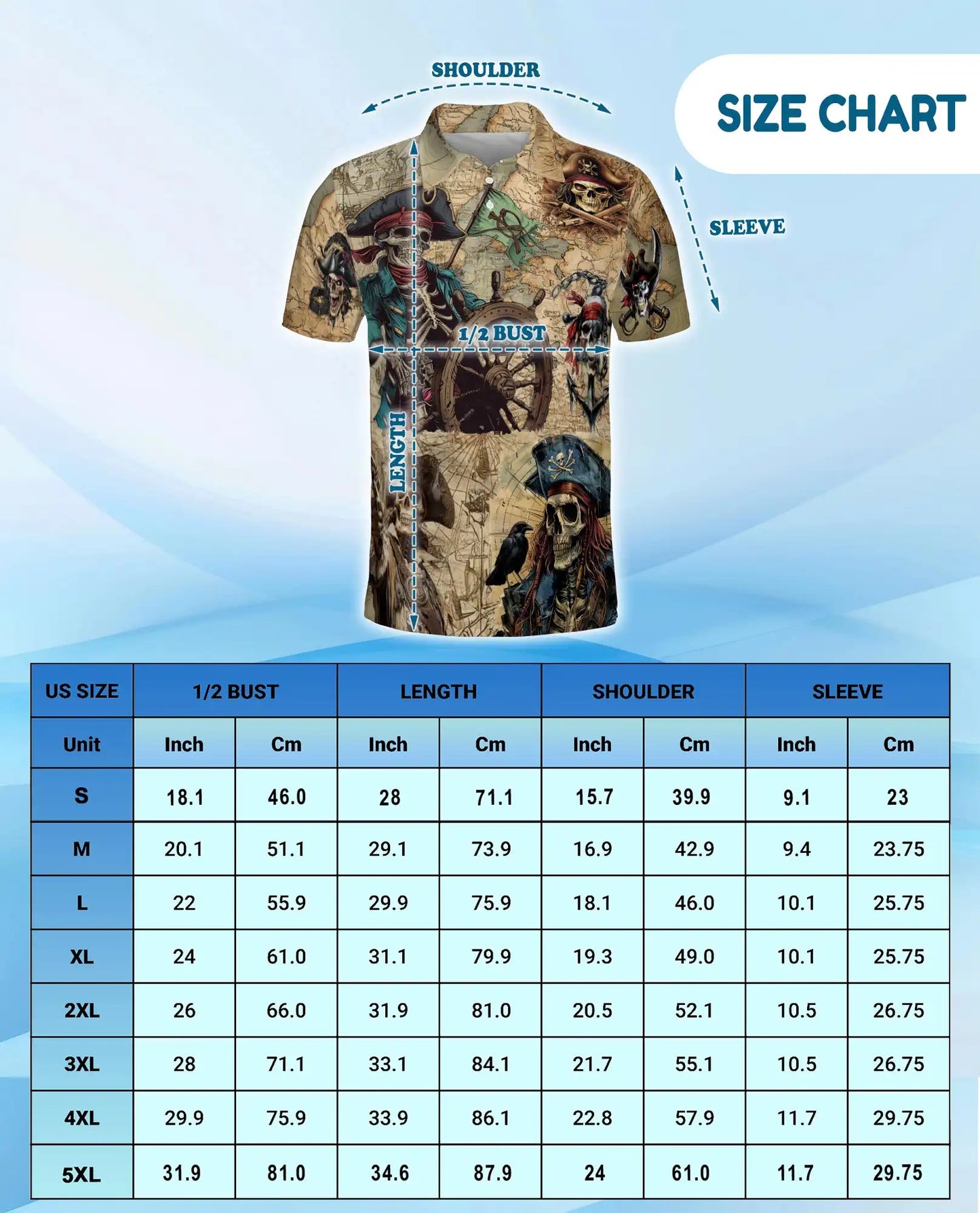 Pirate Skeleton Adventure Polo Shirt for Men, Skull Pirate Design | Azhawaiian