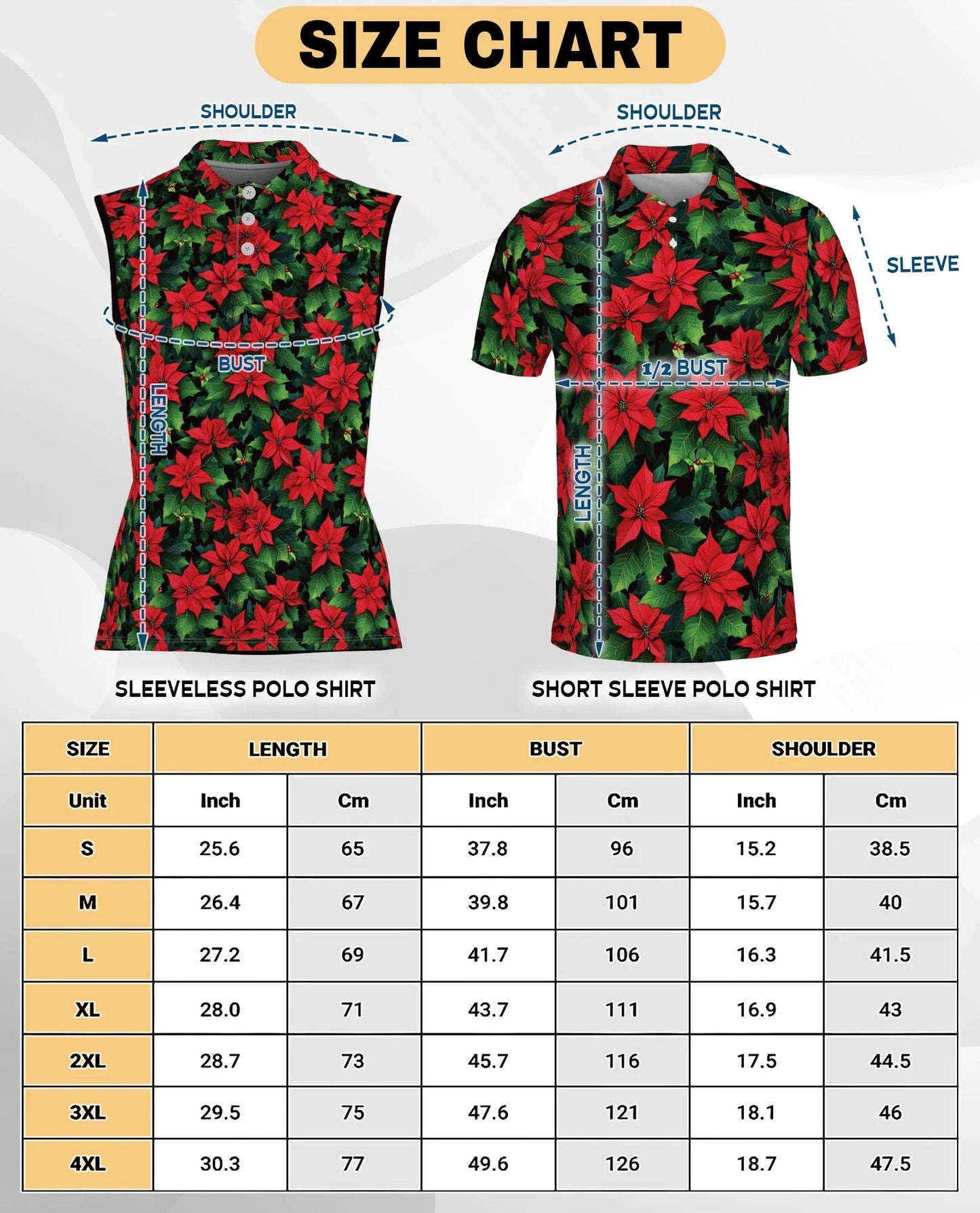 Poinsettia Pattern Sleeveless Polo Shirt for Women | Azhawaiian