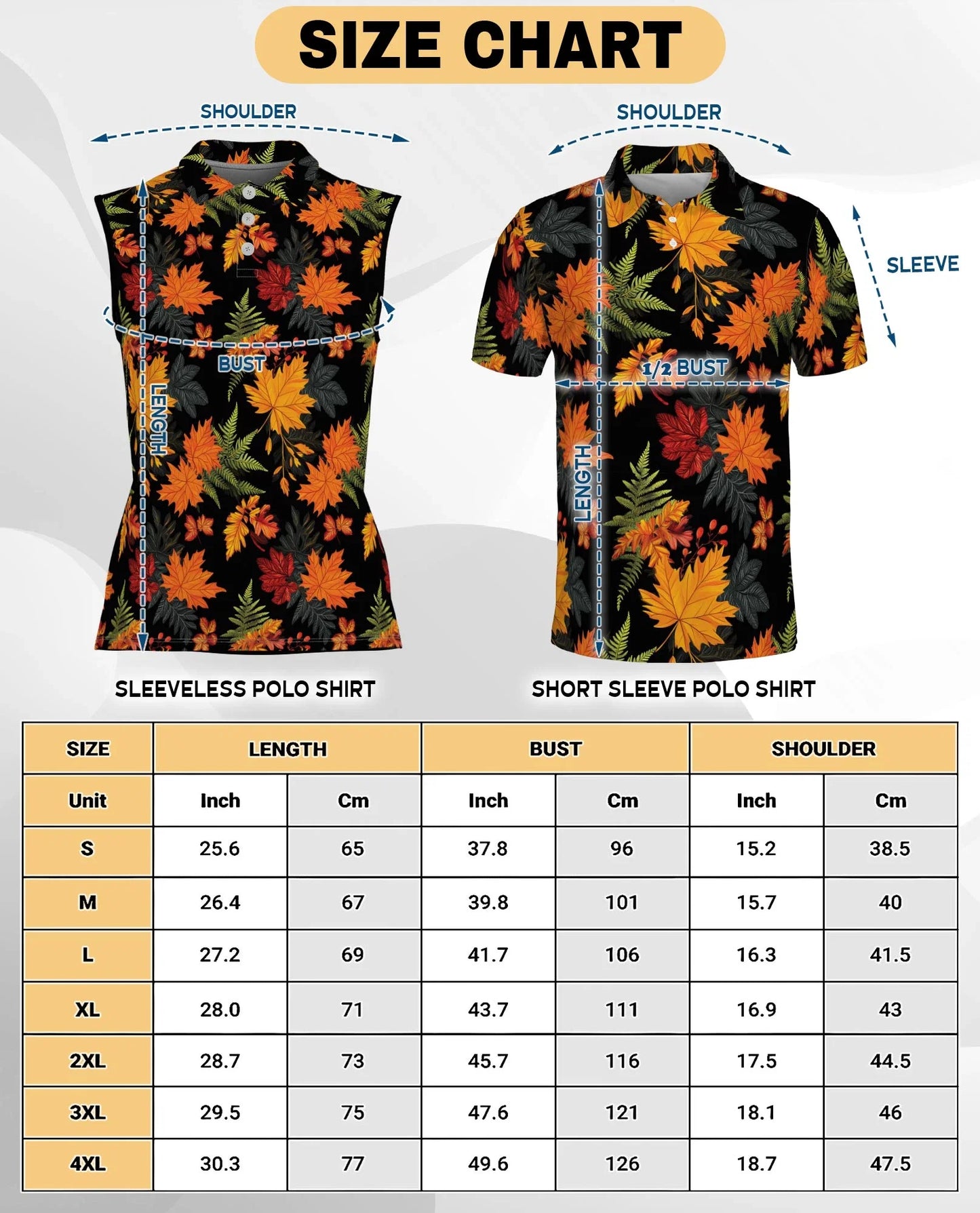 Autumn Maple Leaf Pattern Sleeveless Polo Shirt for Women | Azhawaiian