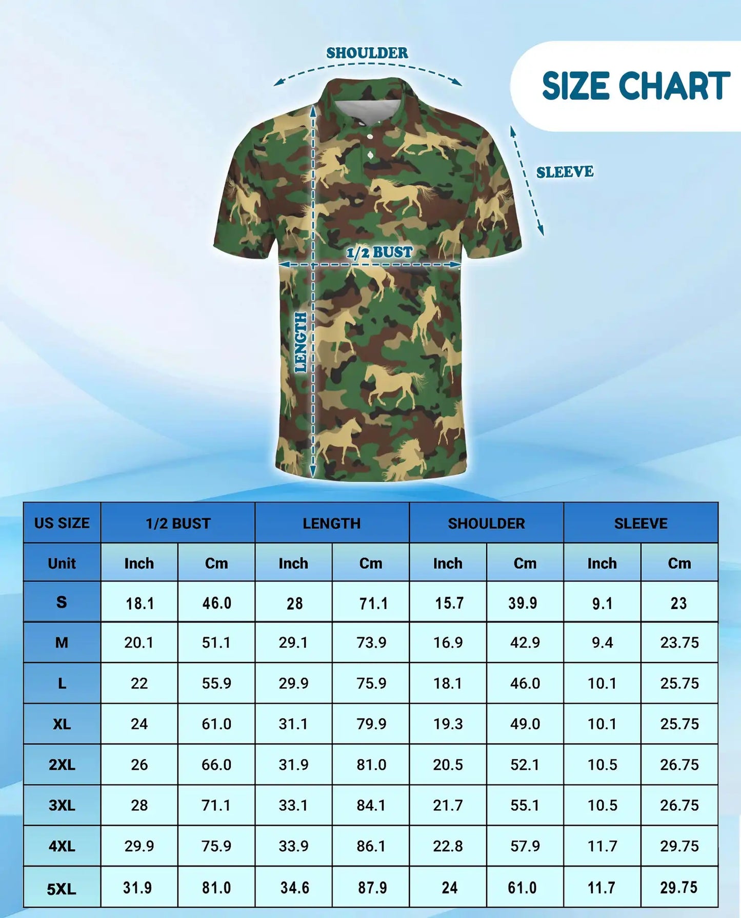 Camouflage Horse Polo Shirt, Military Camo Print | Azhawaiian