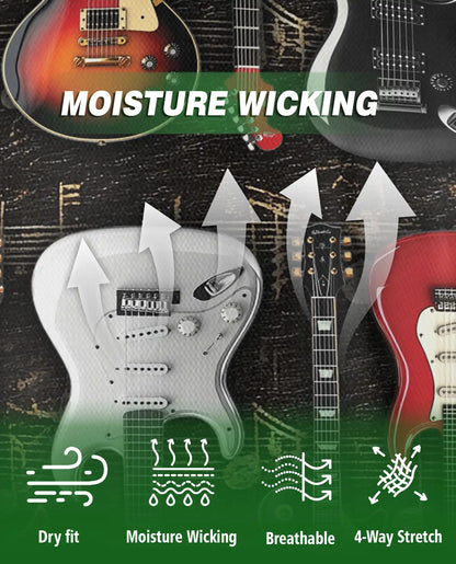 Electric Guitar Hawaiian Polo Shirt | Rock Music Guitar Pattern Shirt | Azhawaiian