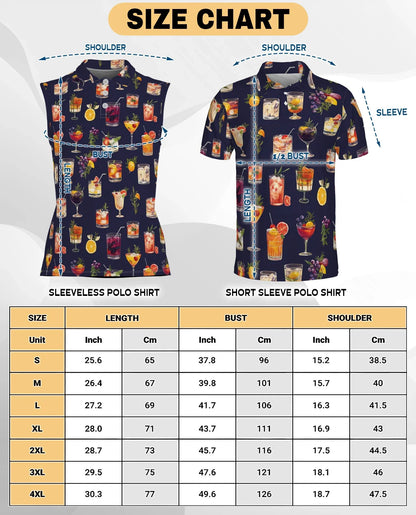 Summer Cocktails Sleeveless Polo Shirt for Women | Azhawaiian