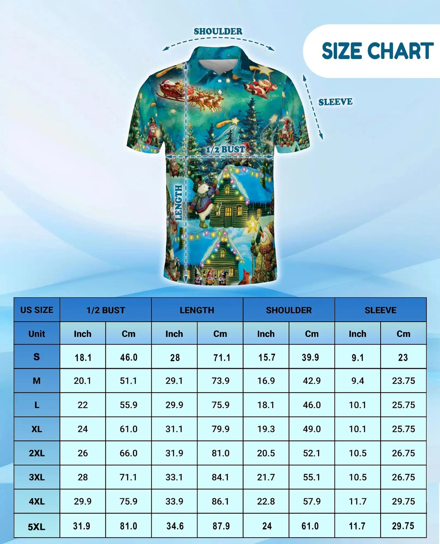 Christmas Holiday Polo Shirt for Men, The Magical Night Design | Azhawaiian