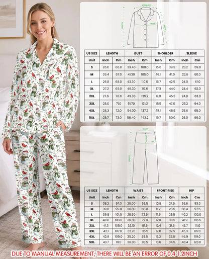 Christmas Snowman and Cardinal Pajama Set for Women – Winter Print