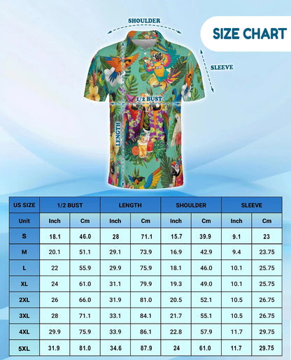 Party Parrot Polo Shirt for Men, Tropical Vacation Style | Azhawaiian