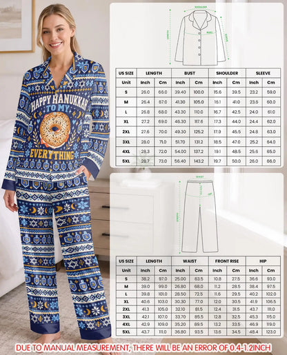 Happy Hanukkah To My Everything Bagel Pajama Set for Women – Funny Bagel Print