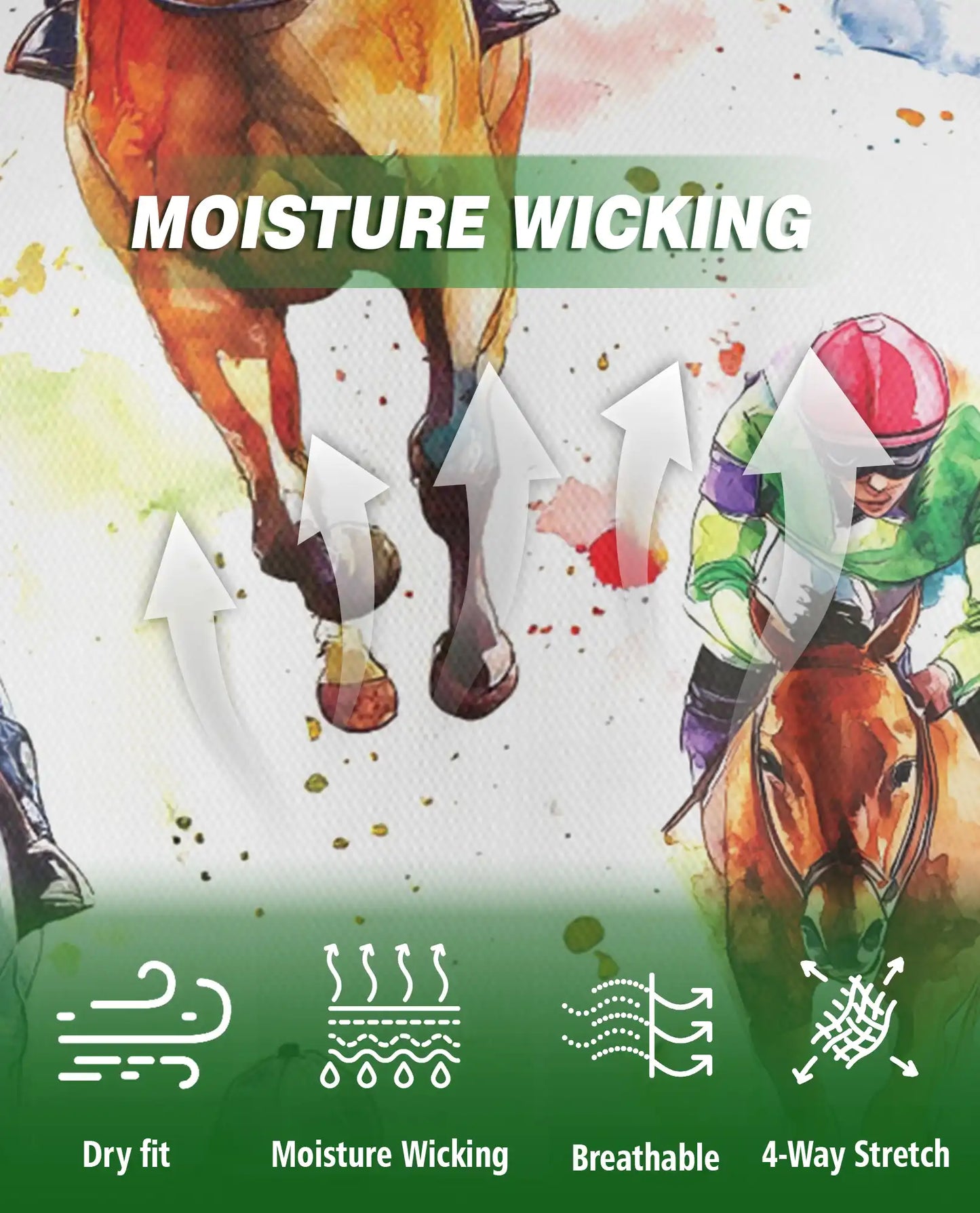 Watercolor Horse Racing 3D Polo Shirt for Men, Jockey Derby Sports Style | Azhawaiian