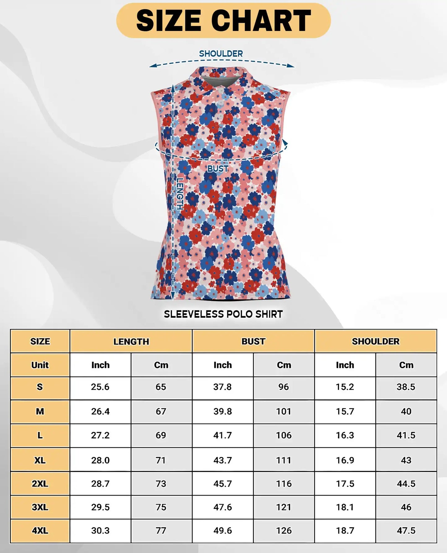 Red And Blue Floral Sleeveless Polo Shirt for Women | Azhawaiian
