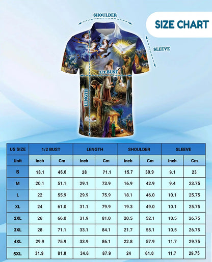 Nativity Christmas 3D Polo Shirt for Men, Religious Holiday Scene Style | Azhawaiian