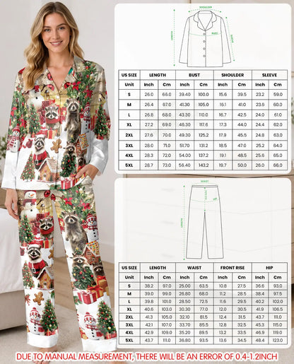 Christmas Raccoon Pajama Set for Women – Cute Holiday Print