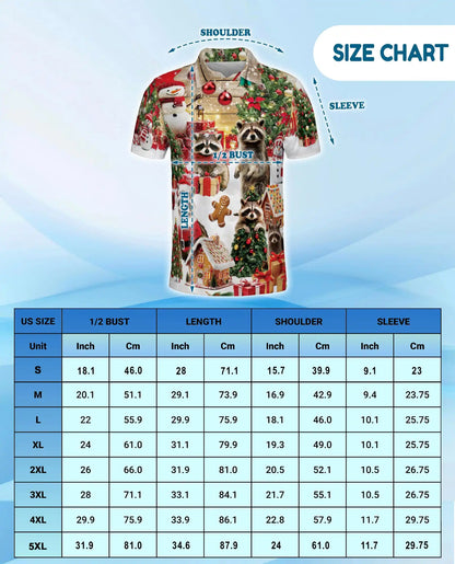Christmas Raccoon 3D Polo Shirt for Men, Funny Holiday Animal Style | Azhawaiian