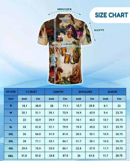 Fantasy Dragon Beer Polo Shirt - Medieval Tavern Style | Azhawaiian