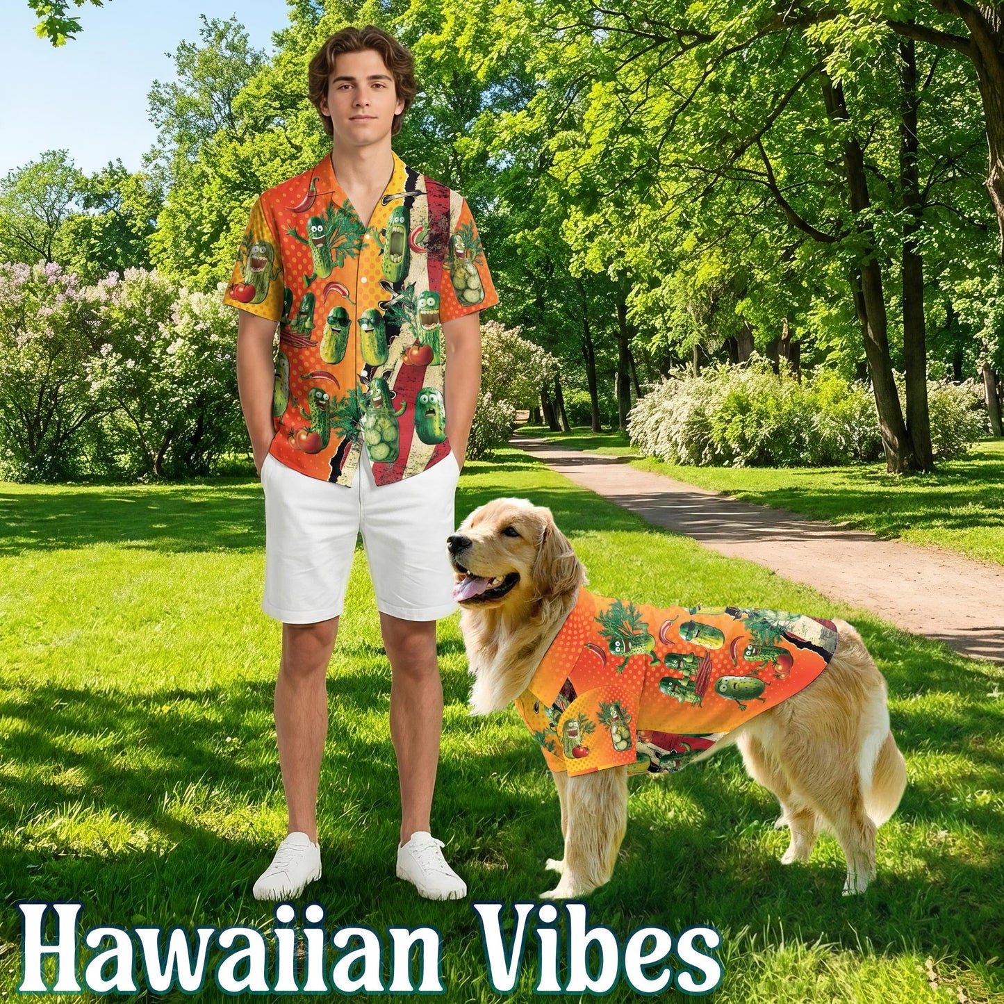 Pickles Matching Dog Owner Hawaiian Shirts, Funny Pet Aloha Shirt for Beach Vacation - Azhawaiian