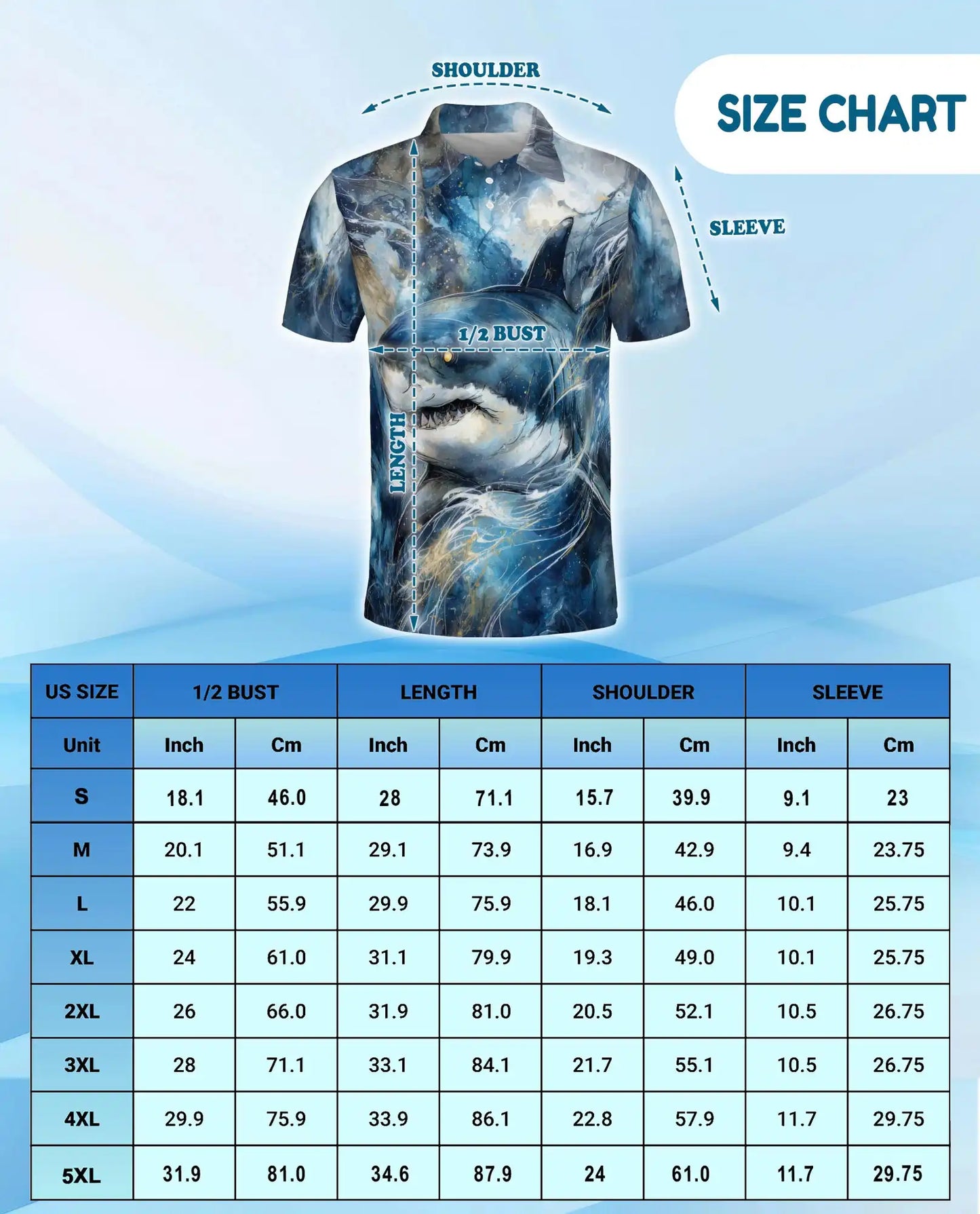 Shark Ocean Adventure Polo Shirt for Men, Dynamic Marine Design | Azhawaiian