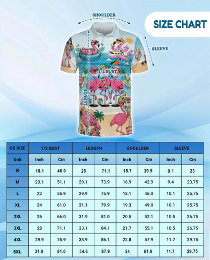 Flamingo Pool Party Polo Shirt for Men - Print Flamingo Party Shirt | Azhawaiian