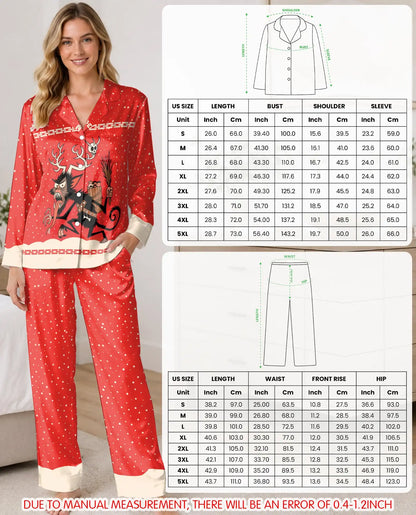 Christmas Pajama Set for Women, Reindeer Holiday Sleepwear with Winter Design