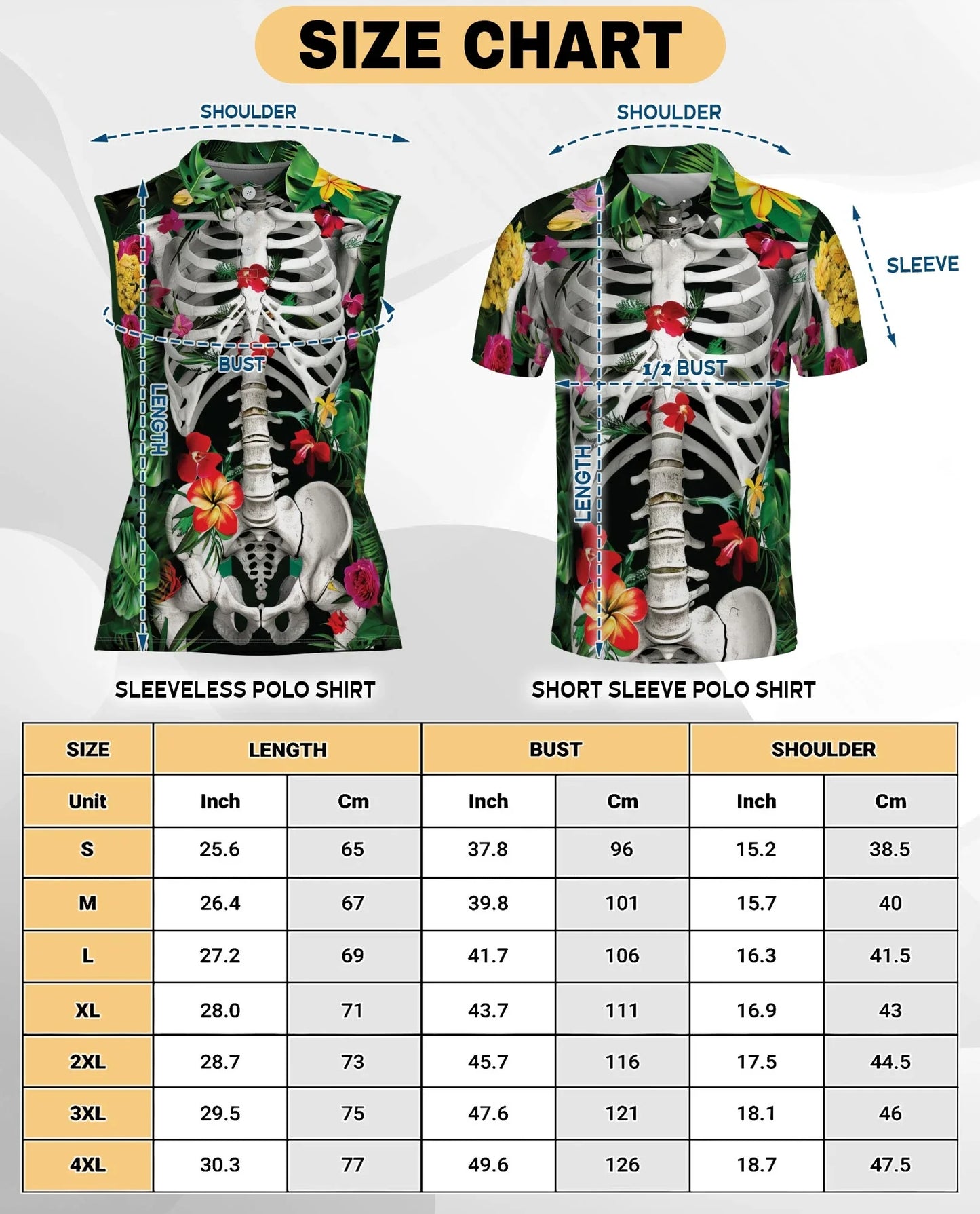 Tropical Floral Skeleton Print Sleeveless Polo Shirt for Women | Azhawaiian