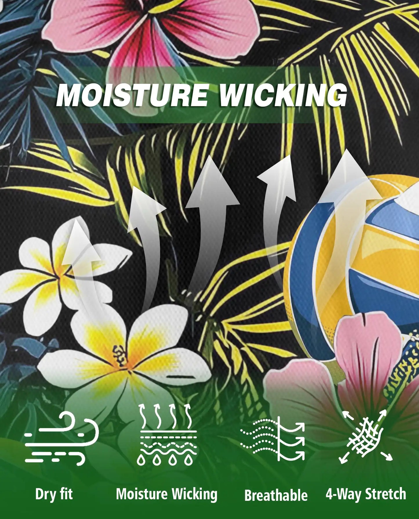 Tropical Volleyball 3D Polo Shirt for Men, Floral Beach Sports Style | Azhawaiian