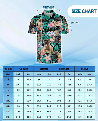 Pug Tropical Polo Shirt - Hawaiian Dog Lover Floral Design | Azhawaiian