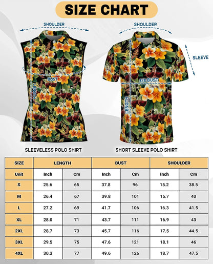 Wine Plumeria Floral Sleeveless Polo Shirt for Women, Tropical Elegant Style | Azhawaiian