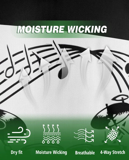Drum Music 3D Polo Shirt for Men, Black White Band Art Style | Azhawaiian