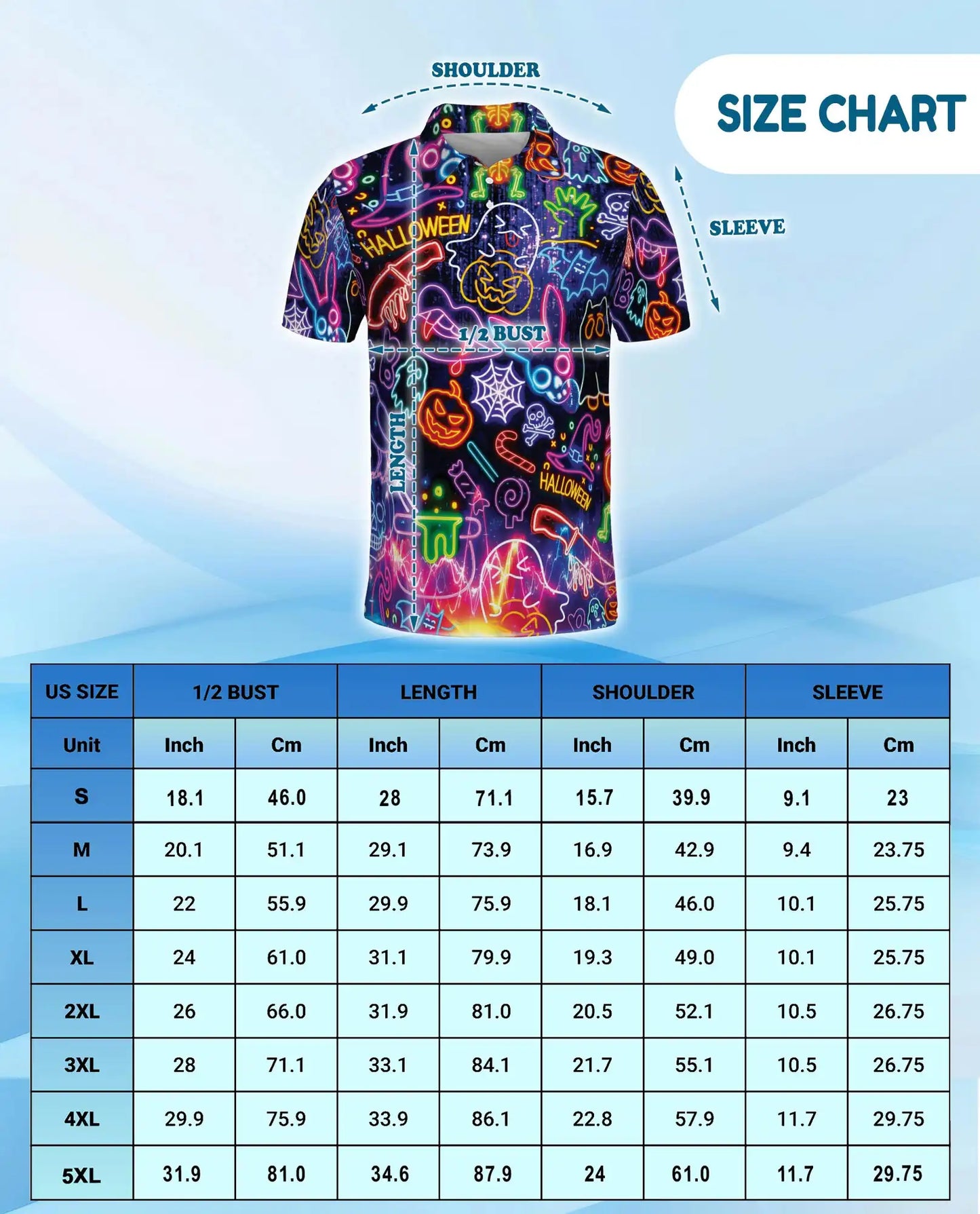 Halloween Neon Polo Shirt for Men, Glow in the Dark Party Style | Azhawaiian
