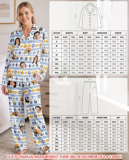 Personalized Hanukkah Latke Pajamas for Women – Custom Face & Pet Photo Print