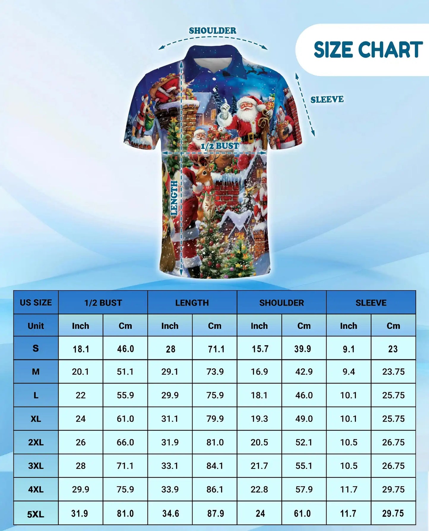 Santa Claus Christmas Village 3D Polo Shirt for Men, Festive Holiday Style | Azhawaiian