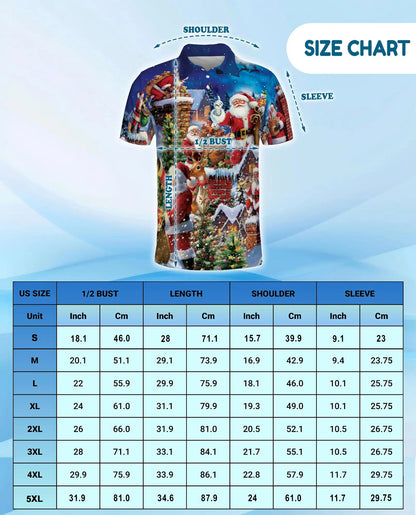 Santa Claus Christmas Village 3D Polo Shirt for Men, Festive Holiday Style | Azhawaiian