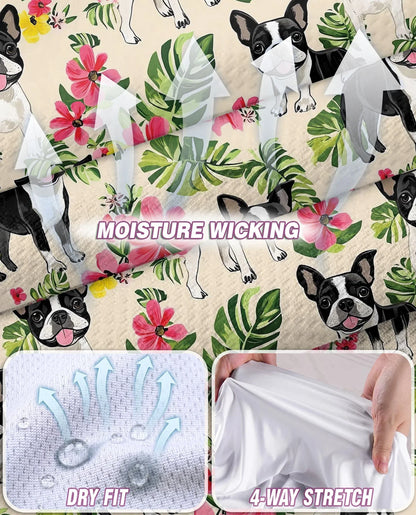 Boston Terrier Floral Sleeveless Polo Shirt for Women, Cute Dog Style | Azhawaiian